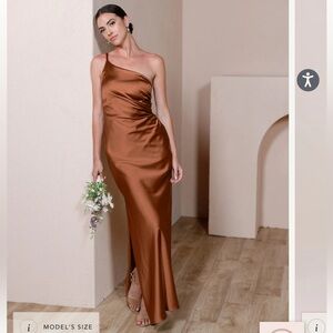 Revelry Jade Satin Maxi Dress Rust